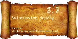 Balassovich Hedvig névjegykártya